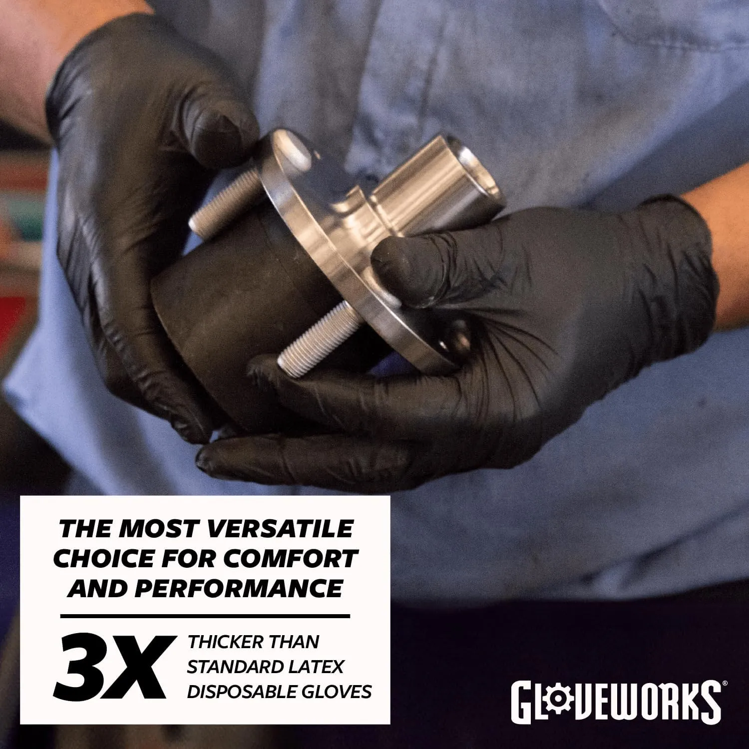 GLOVEWORKS Black Disposable Nitrile Industrial Gloves, 5 Mil, Latex & Powder-Free, Food-Safe, Textured