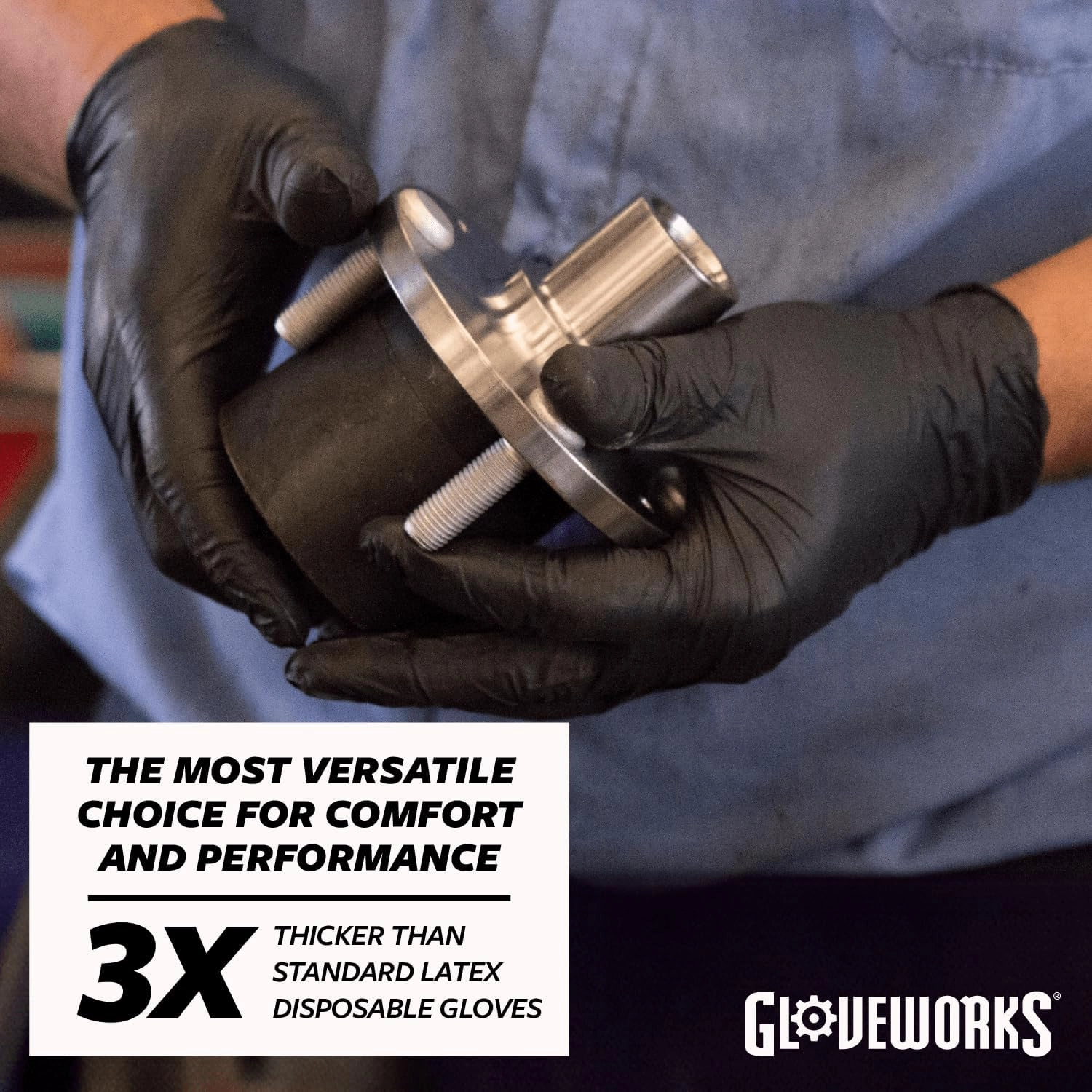 GLOVEWORKS Black Disposable Nitrile Industrial Gloves, 5 Mil, Latex & Powder-Free, Food-Safe, Textured