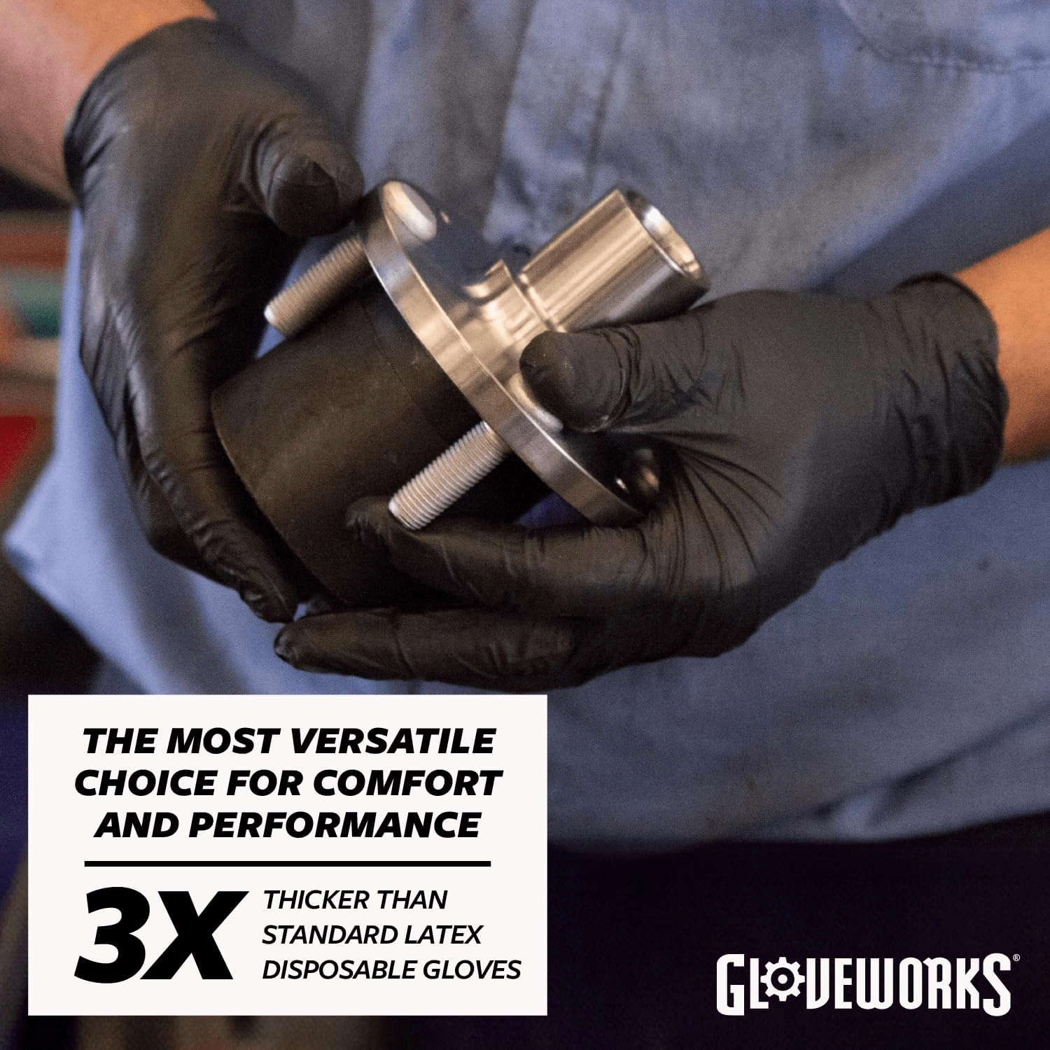 GLOVEWORKS Black Disposable Nitrile Industrial Gloves, 5 Mil, Latex & Powder-Free, Food-Safe, Textured