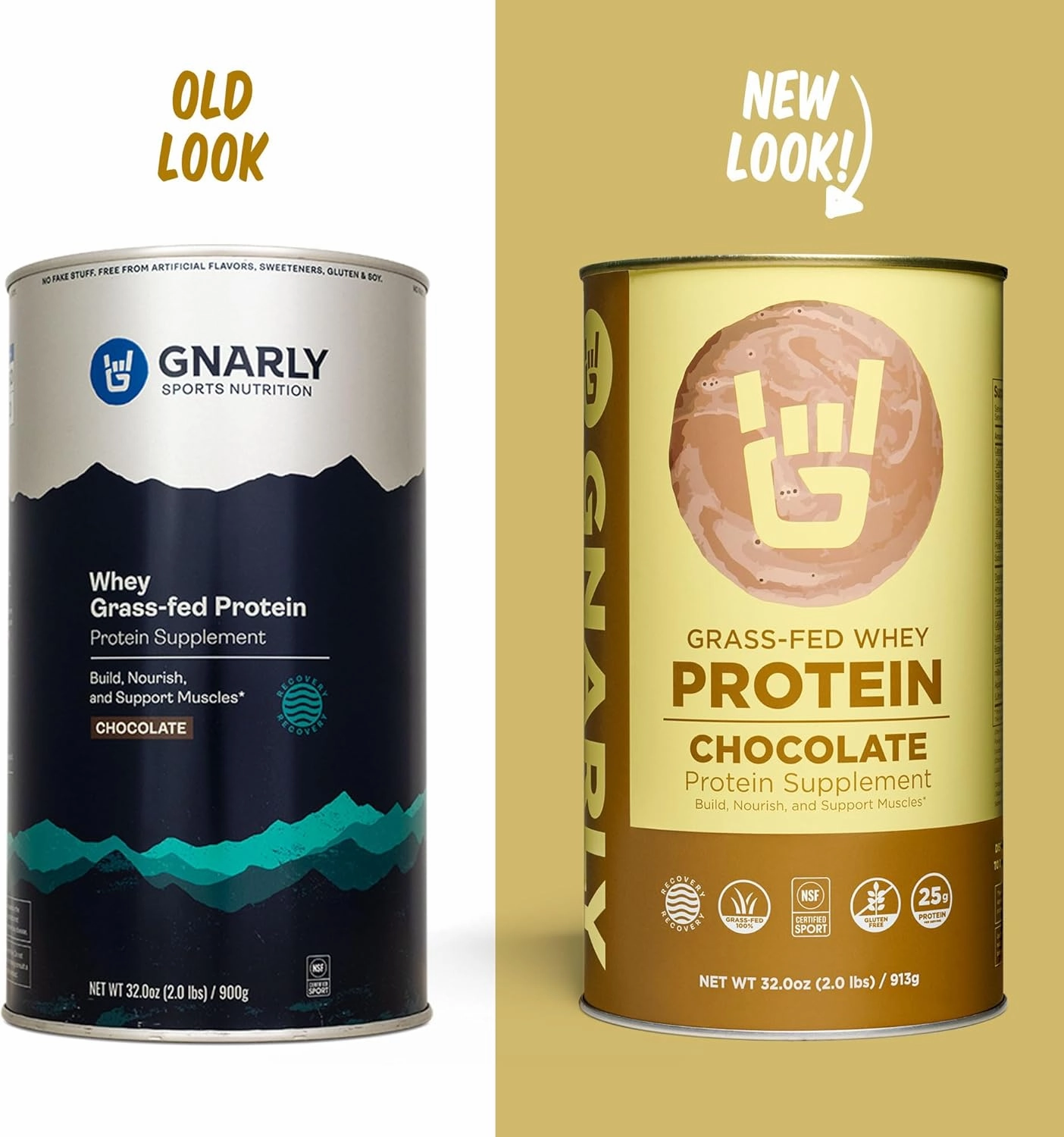 Gnarly Nutrition Chocolate Protein Powder – NSF Sport Certified – 25g Protein, Muscle Repair – Grass Fed Whey Powder, Smooth Taste – Chocolate, 32 oz