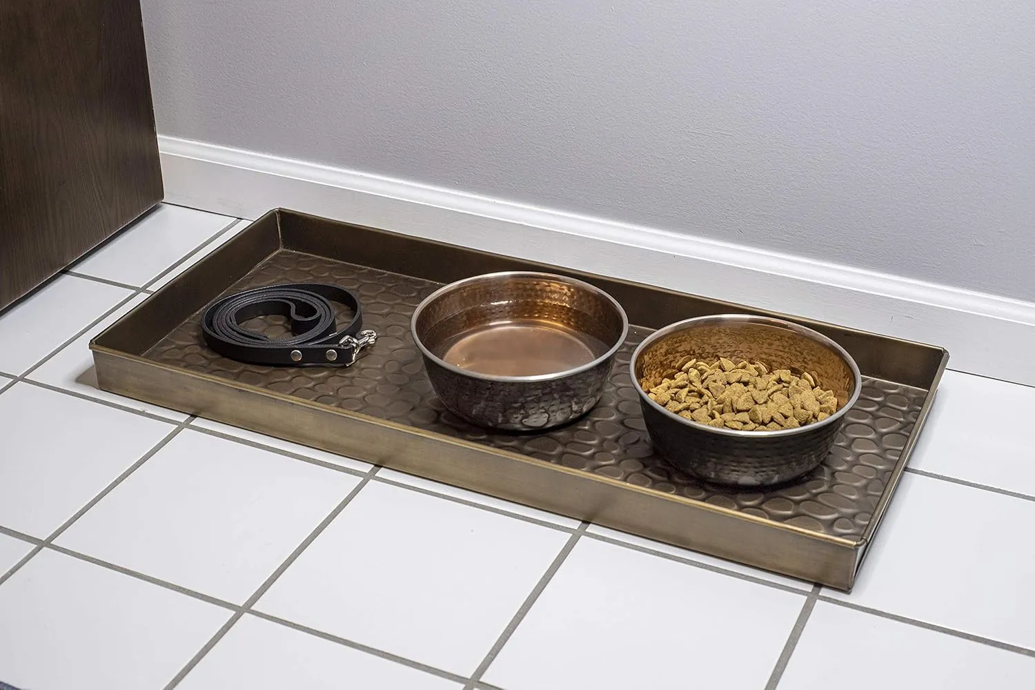 Good Directions Medium Boot Tray, Pebbles Multi-Purpose All Weather Decorative Boot Tray, Shoes, Plants, Garage, Patio Door, Pet Bowls, 30 inch Entry Indoor Shoe Tray, Brass Finish