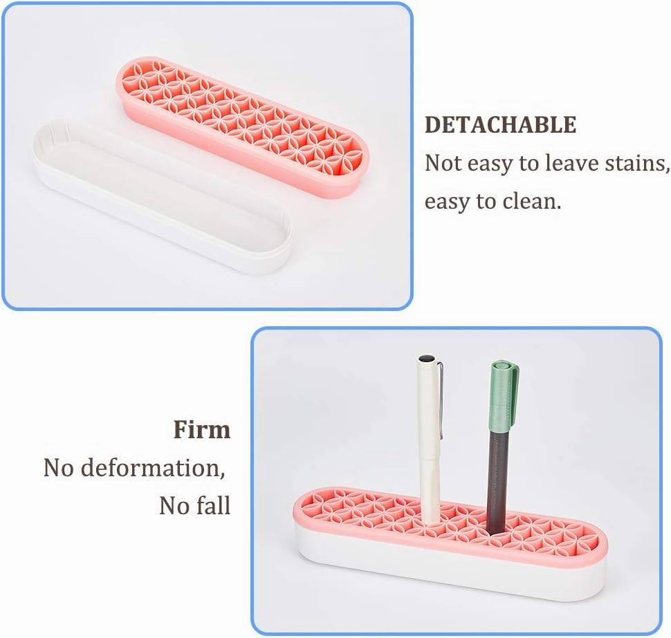GORGECRAFT Silicone Makeup Brush Holder Multipurpose Make up Brush Stand Holder Painting Pen Holder Sewing Craft Tool Holder Storage Box for Stash and Store (Pink)