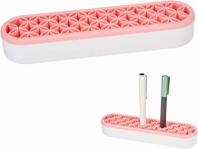GORGECRAFT Silicone Makeup Brush Holder Multipurpose Make up Brush Stand Holder Painting Pen Holder Sewing Craft Tool Holder Storage Box for Stash and Store (Pink)