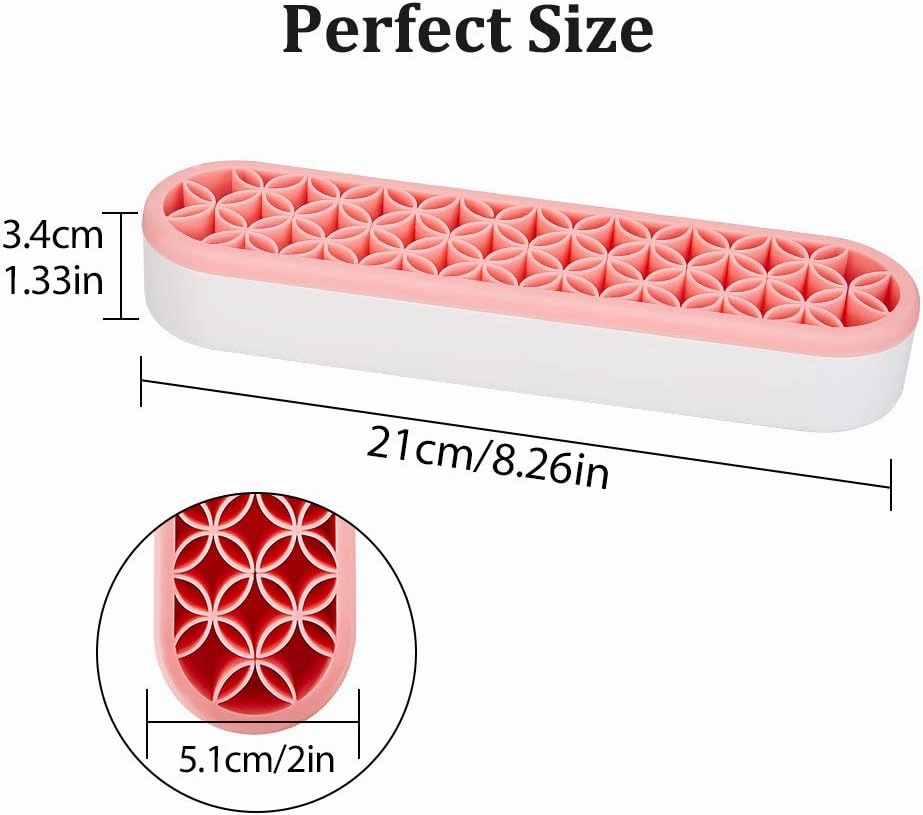 GORGECRAFT Silicone Makeup Brush Holder Multipurpose Make up Brush Stand Holder Painting Pen Holder Sewing Craft Tool Holder Storage Box for Stash and Store (Pink)
