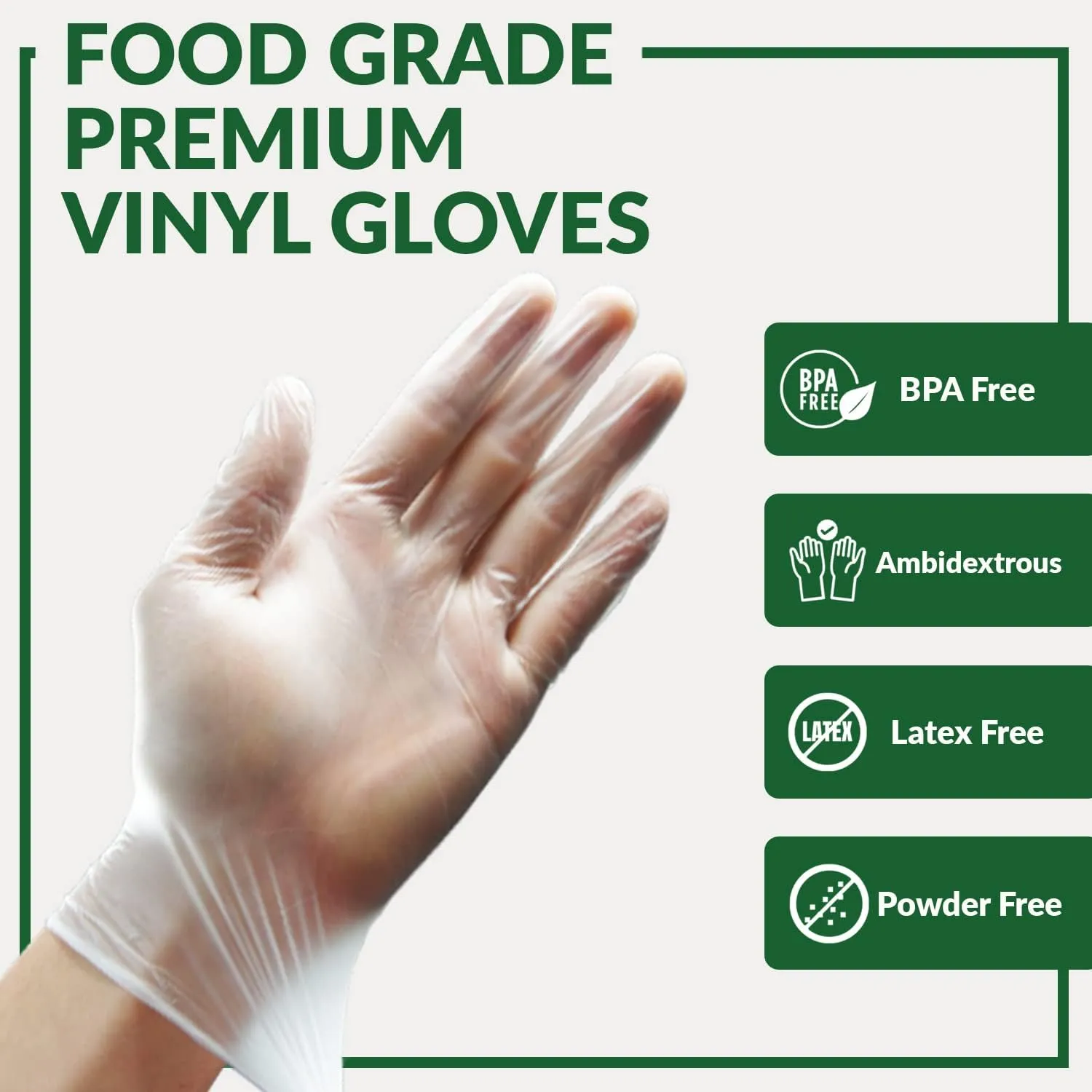 GORILLA SUPPLY Disposable Heavy Duty Vinyl Gloves Latex & Powder Free, BPA Free Food Safe, 100, 300, 1000, S, M, L, XL