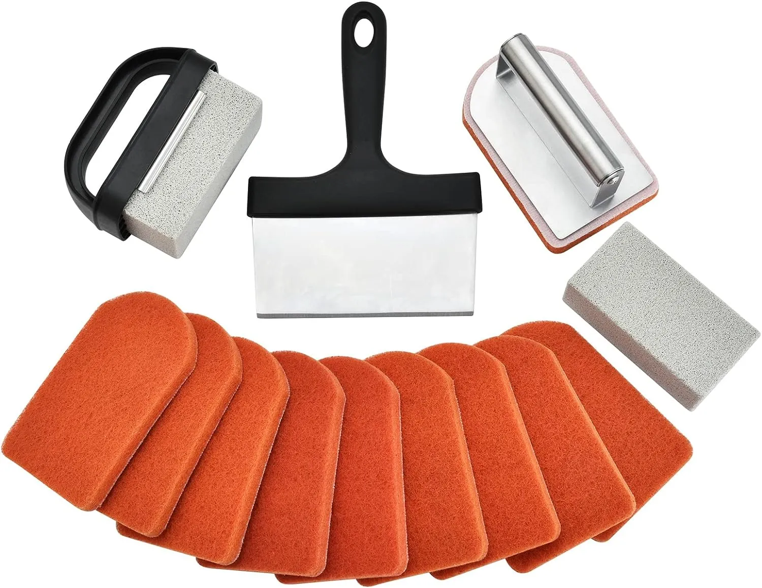 Griddle Cleaning Kit for Blackstone 15 Pieces - Heavy Duty Grill Cleaner Kit with Grill Stone, Griddle Scraper, & Griddle Brush with Stainless Steel Handle Easy to Use Flat Top Cleaning Kit