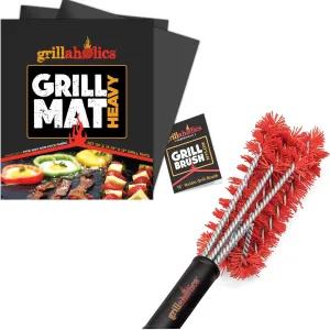 Grillaholics Essentials Nylon Grill Brush   Grill Mat Heavy Bundle