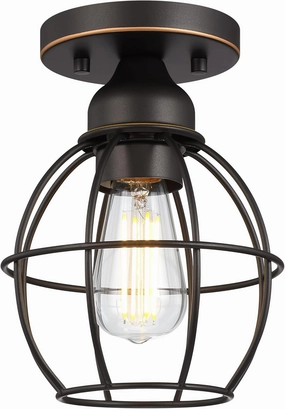 GRUENLICH Semi Flush Mount Ceiling Light Fixture for Outdoor and Indoor, E26 Medium Base 60W Max, Metal Housing and Metal Cage, Bulb not Included, 1-Pack, Oil Rubbed Bronze Finish