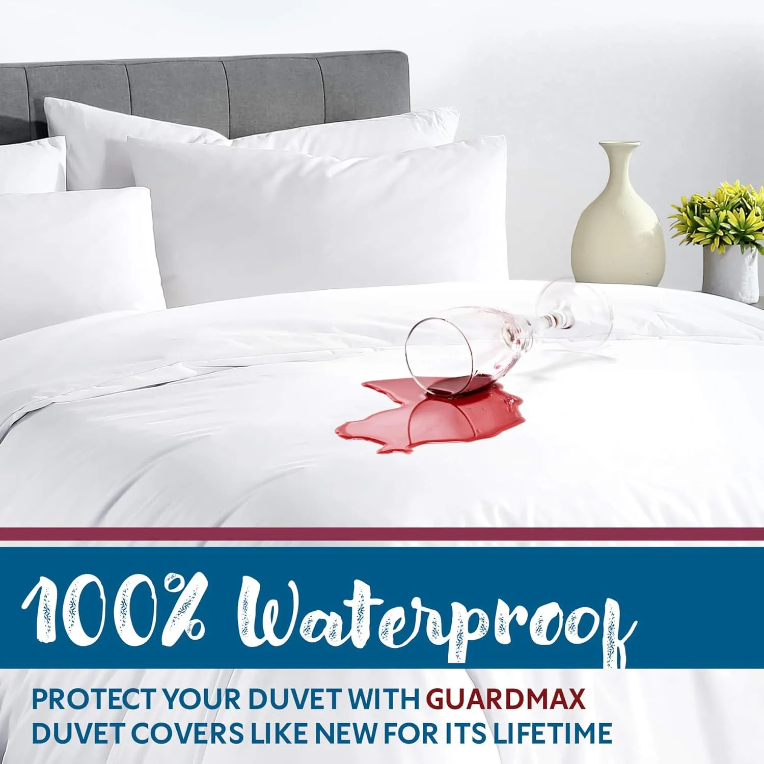 Guardmax Waterproof Duvet Cover - Jersey Fabric with Zipper Closure | Premium Quality, Bed Bug & Allergen Proof Twin (68 x 86)
