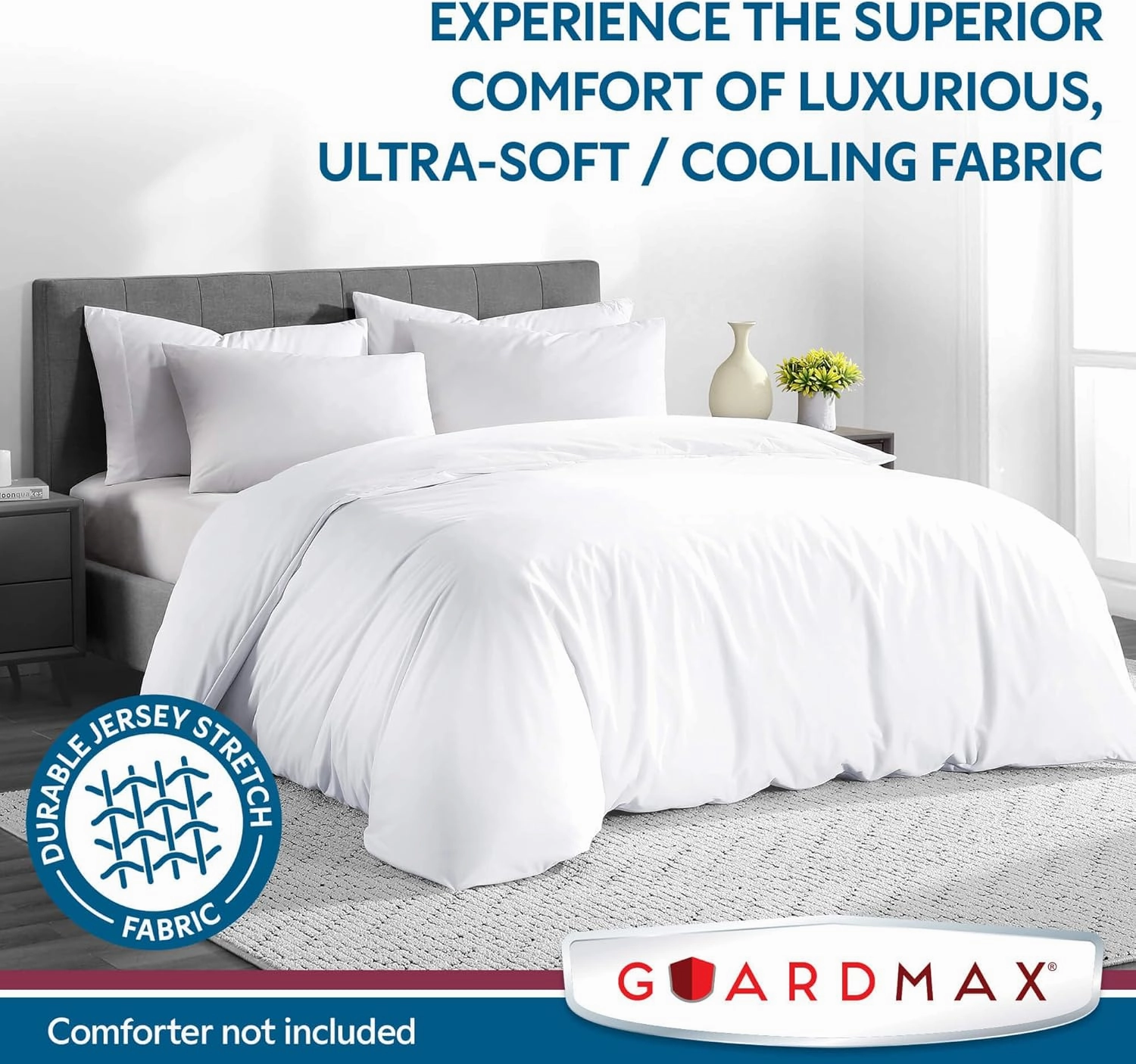 Guardmax Waterproof Duvet Cover - Jersey Fabric with Zipper Closure | Premium Quality, Bed Bug & Allergen Proof Full (76 x 86)