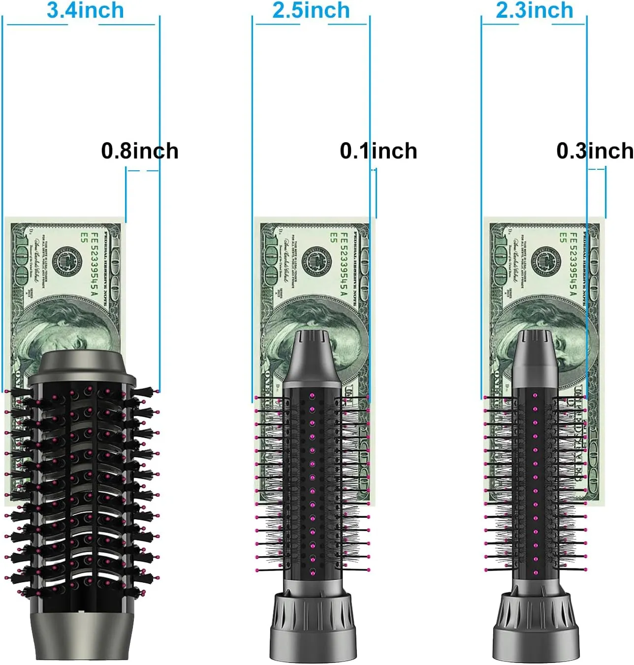 Hair Blow Dryer Brush, Salon Styler, Hot Air Hair Dryer and Volumizer Kit with Three Interchangeable Barrels | Replacement Parts Orderable