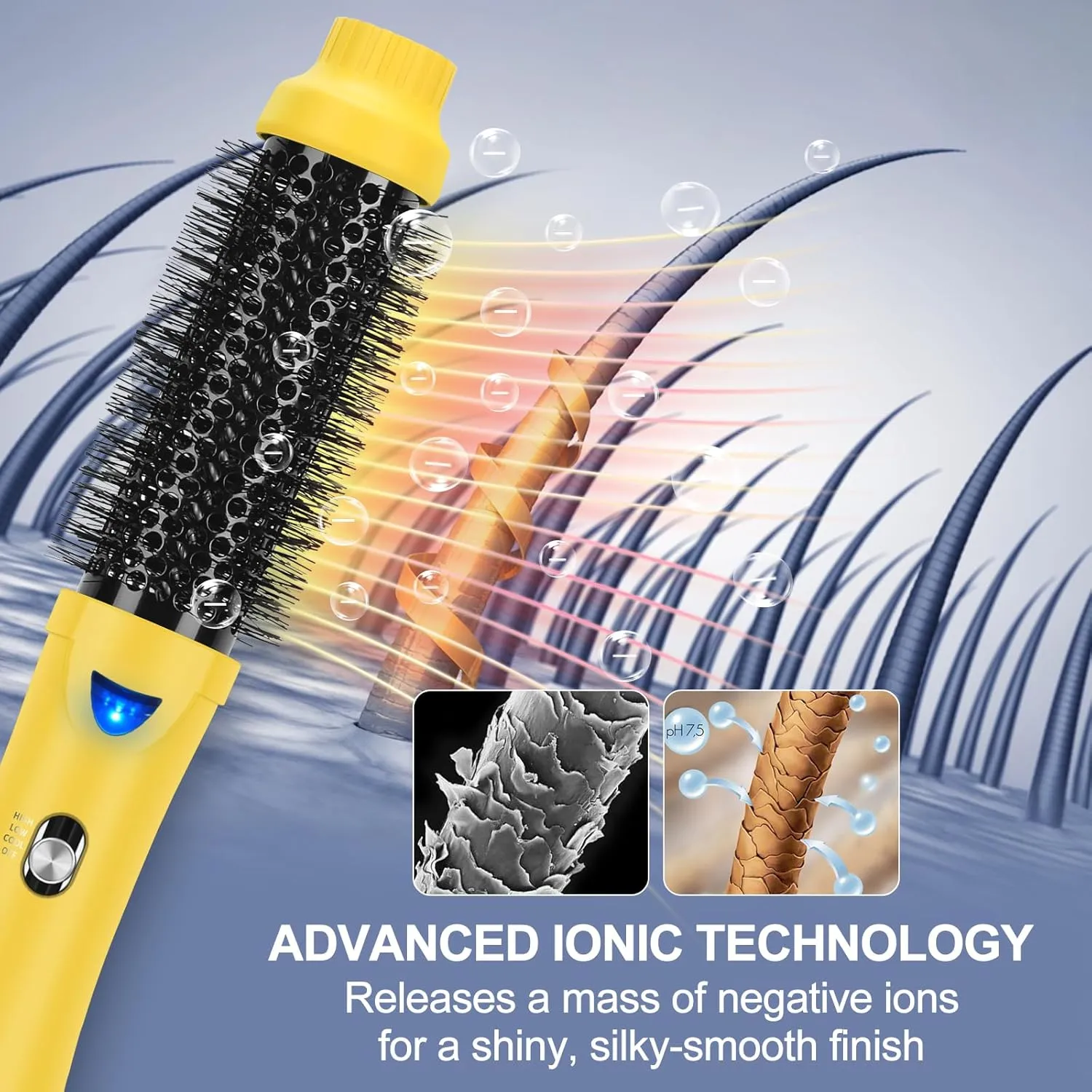 Hair Dryer Brush, Aima Beauty 4-in-1 Upgrade Hot Air Straightener Curler Function for Women, Hair Styling Tools, Yellow-Round