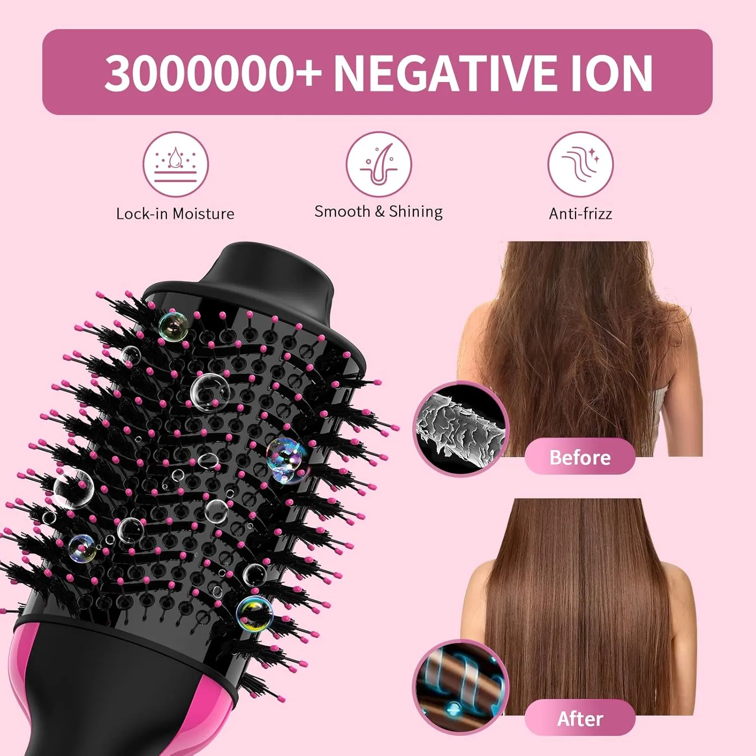 Hair Dryer Brush Blow Dryer in One Upgraded 4 in 1 Hair Dryer and Styler Volumizer with Negative Ion Anti-frizz Ceramic Titanium Barrel Hot Air Brush Hair Straightener Brush