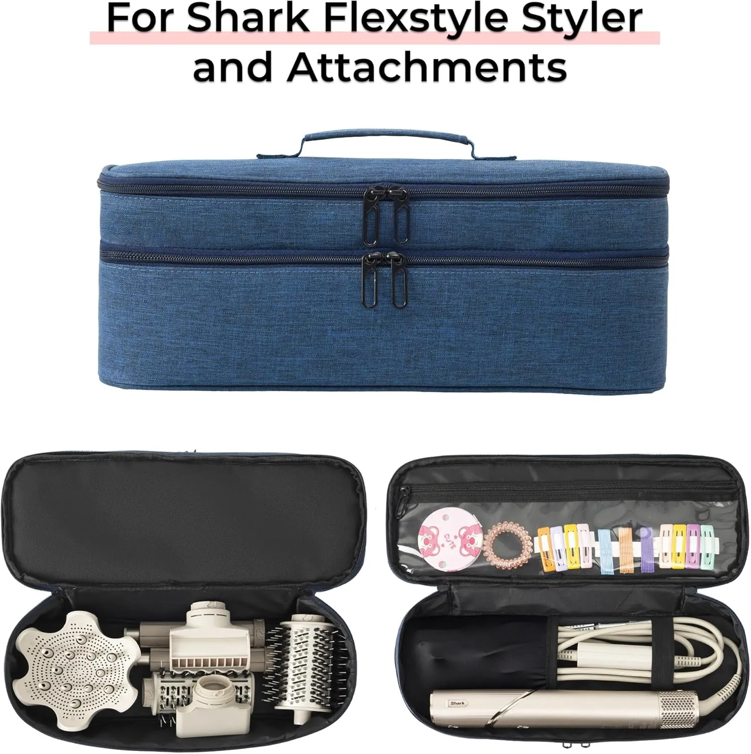 Hair Tools Travel Bag Compatible With Shark Flex Style Attachment, Shark Airwrap Flexstyle, Dyson Airwrap | Travel Case For Sharkflex Styler | (Blue)