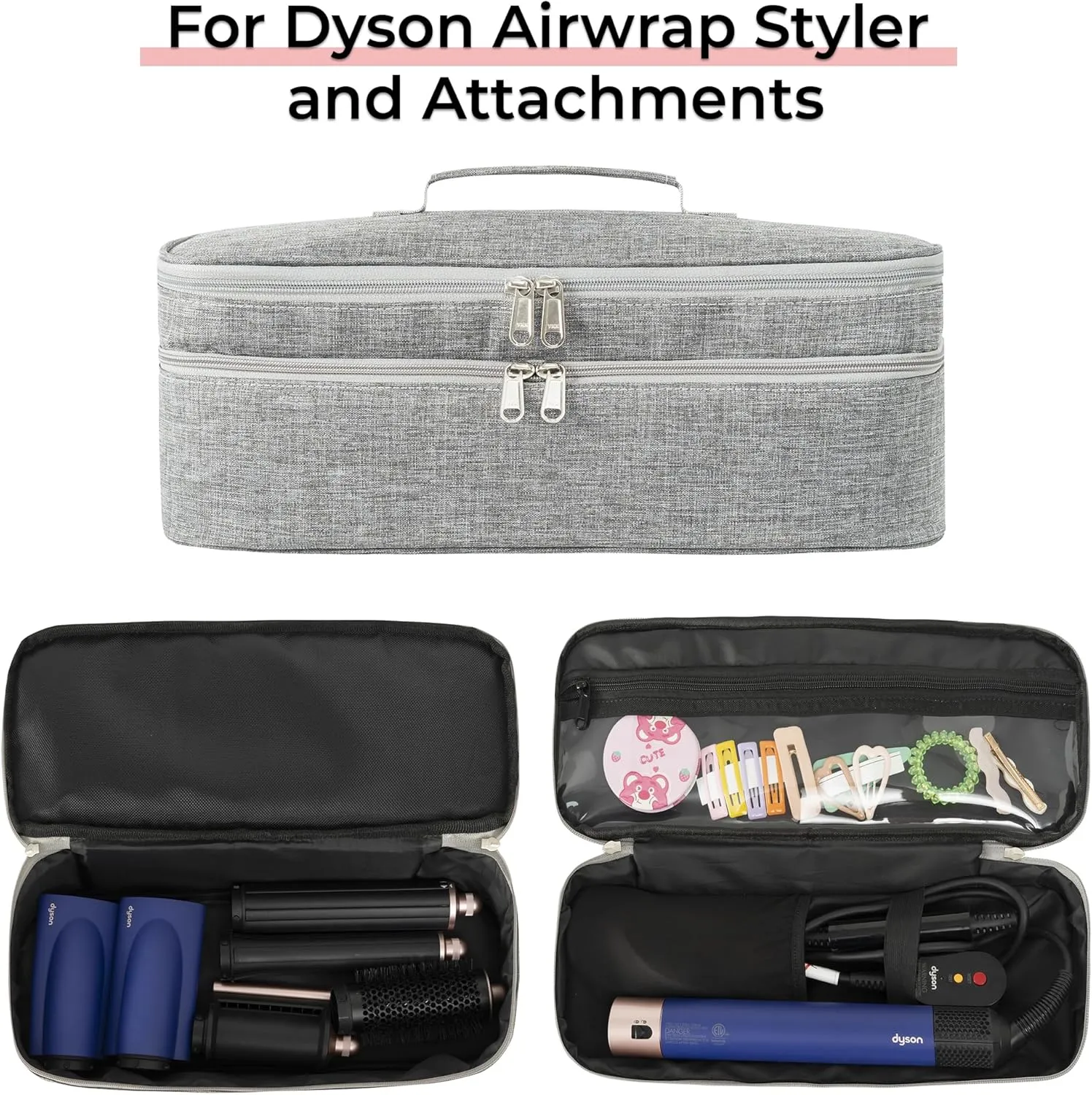 Hair Tools Travel Bag Compatible With Shark Flex Style Attachment, Shark Airwrap Flexstyle, Dyson Airwrap | Travel Case For Sharkflex Styler | (Grey)