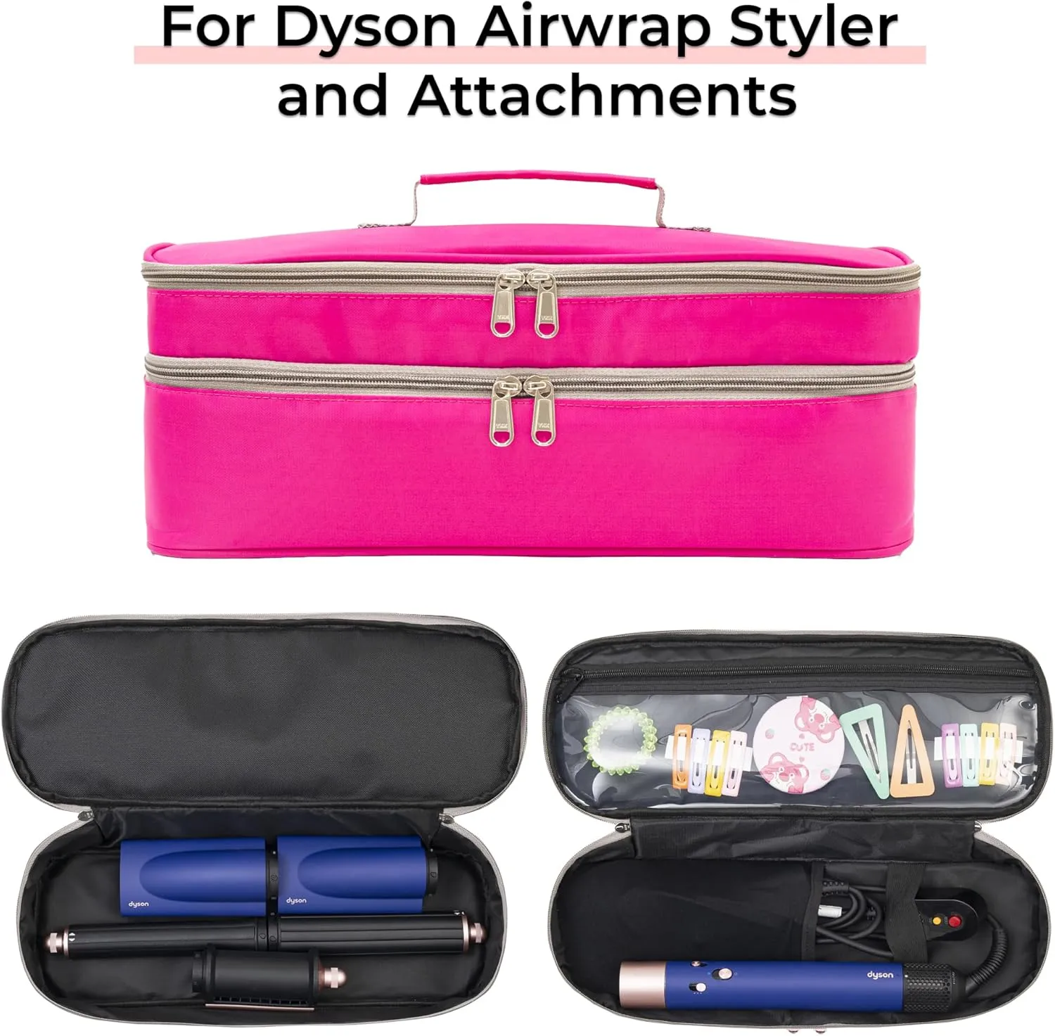Hair Tools Travel Bag Compatible With Shark Flex Style Attachment, Shark Airwrap Flexstyle, Dyson Airwrap | Travel Case For Sharkflex Styler | (Pink)