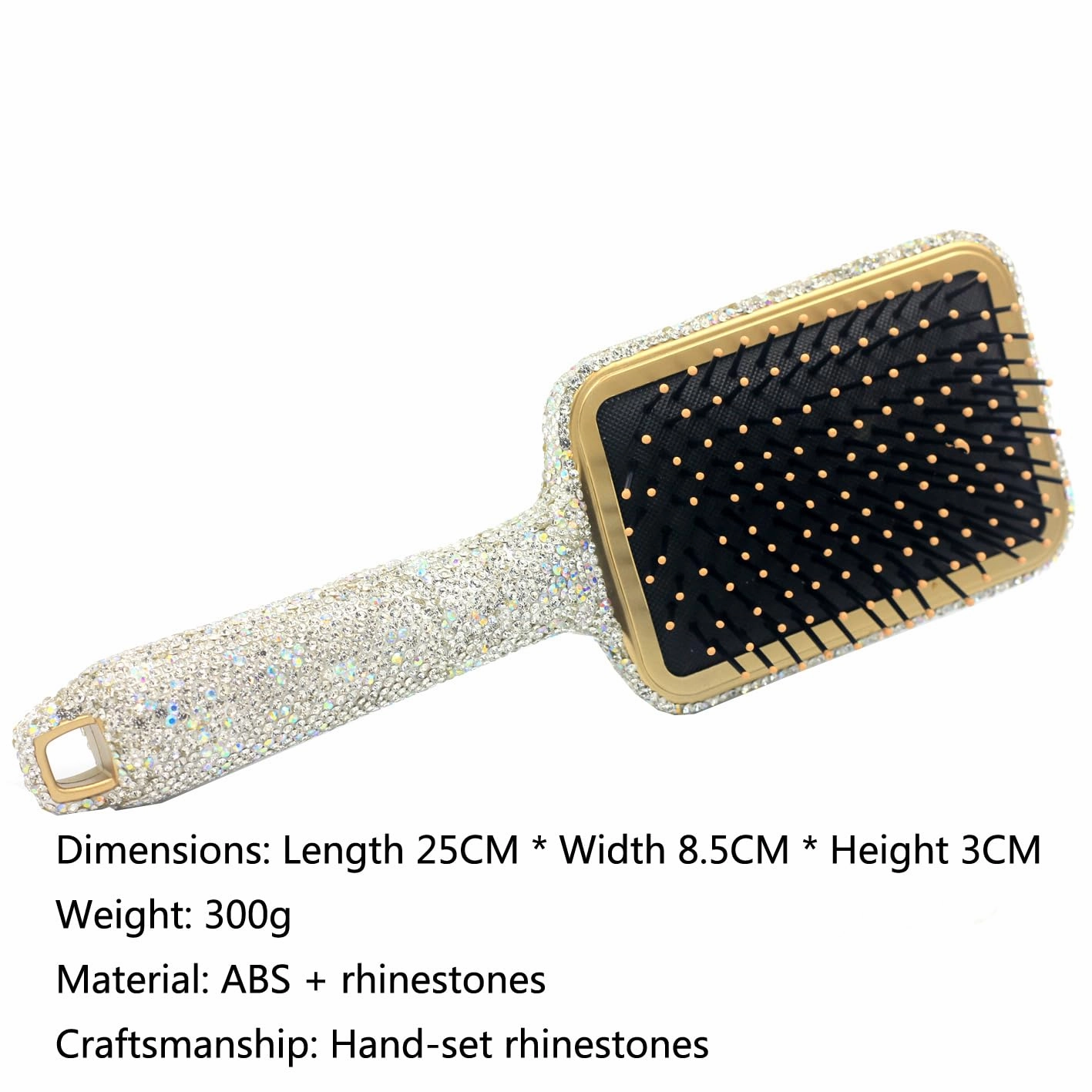Hair Brush - Detangle Hair and Comb, Massage Cushion, Anti-static, Smooth and Sleek Hair, Luxury Rhinestone Design Suitable for Women (Square01 Silver)