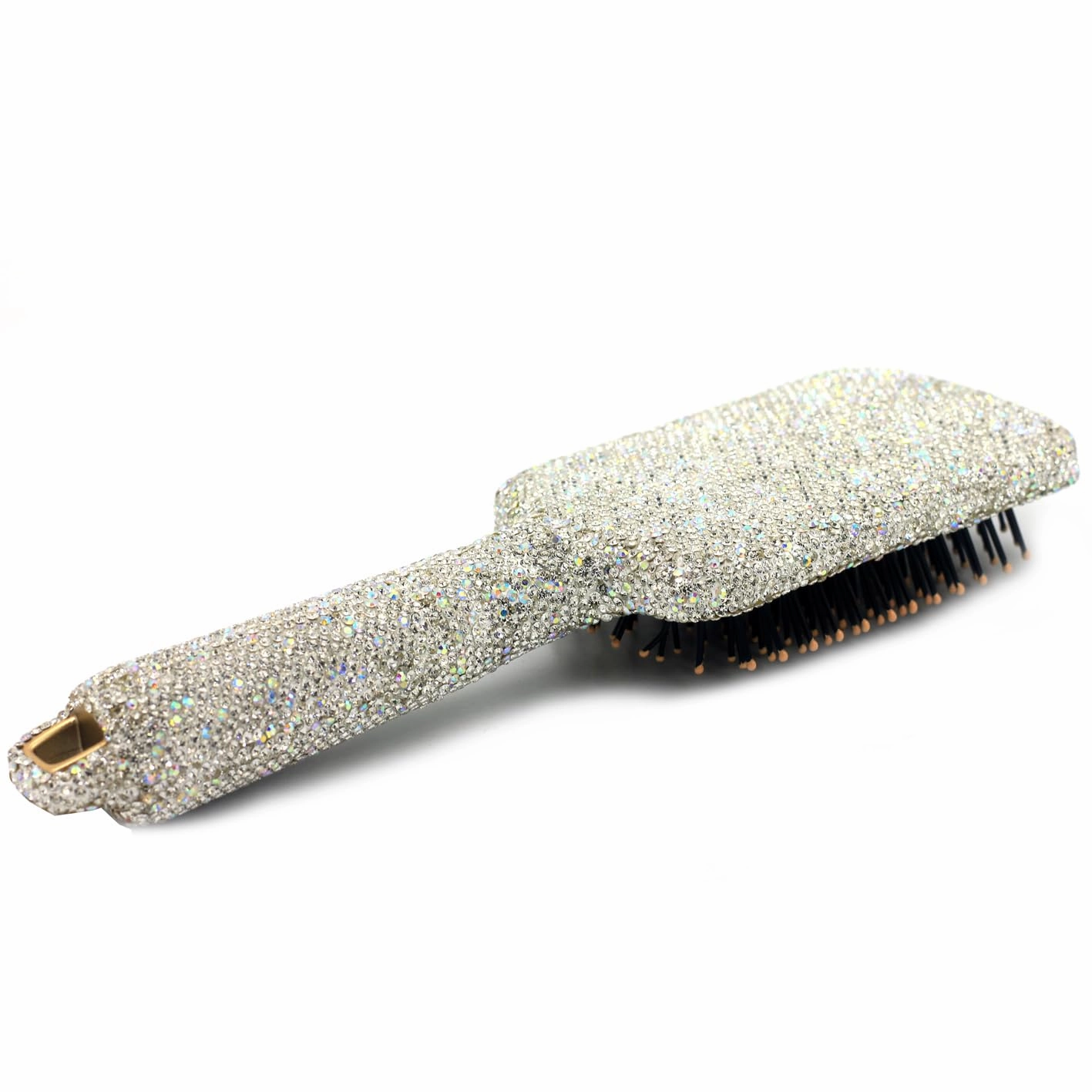 Hair Brush - Detangle Hair and Comb, Massage Cushion, Anti-static, Smooth and Sleek Hair, Luxury Rhinestone Design Suitable for Women (Square01 Silver)