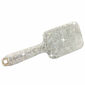 Hair Brush - Detangle Hair and Comb, Massage Cushion, Anti-static, Smooth and Sleek Hair, Luxury Rhinestone Design Suitable for Women (Square01 Silver)