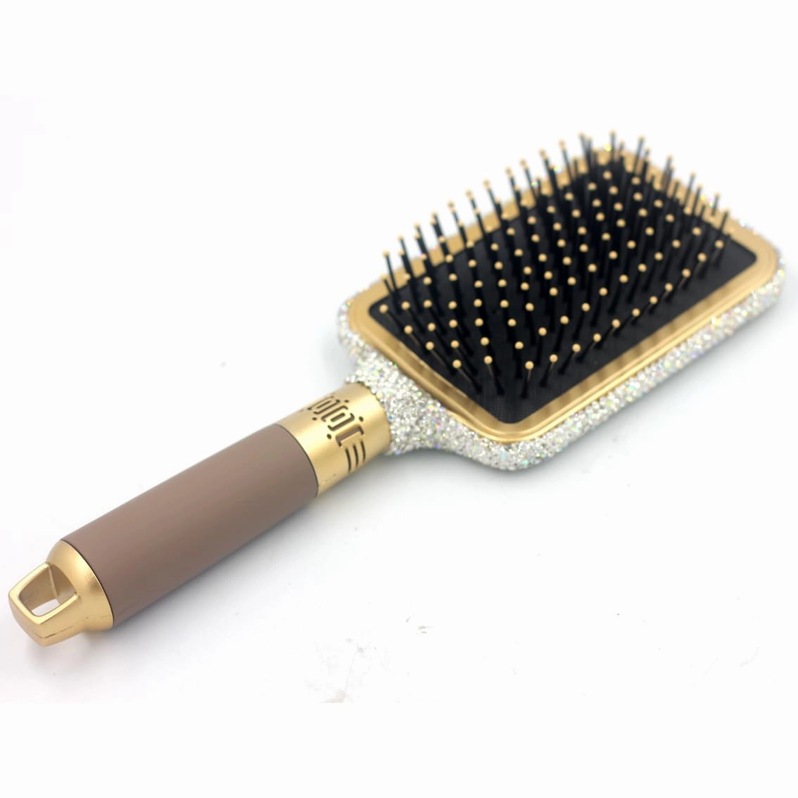 Hair Brush - Detangle Hair and Comb, Massage Cushion, Anti-static, Smooth and Sleek Hair, Luxury Rhinestone Design Suitable for Women (Square02 silver)