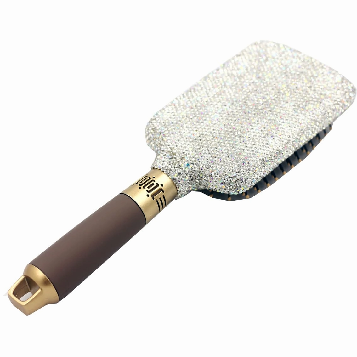 Hair Brush - Detangle Hair and Comb, Massage Cushion, Anti-static, Smooth and Sleek Hair, Luxury Rhinestone Design Suitable for Women (Square02 silver)