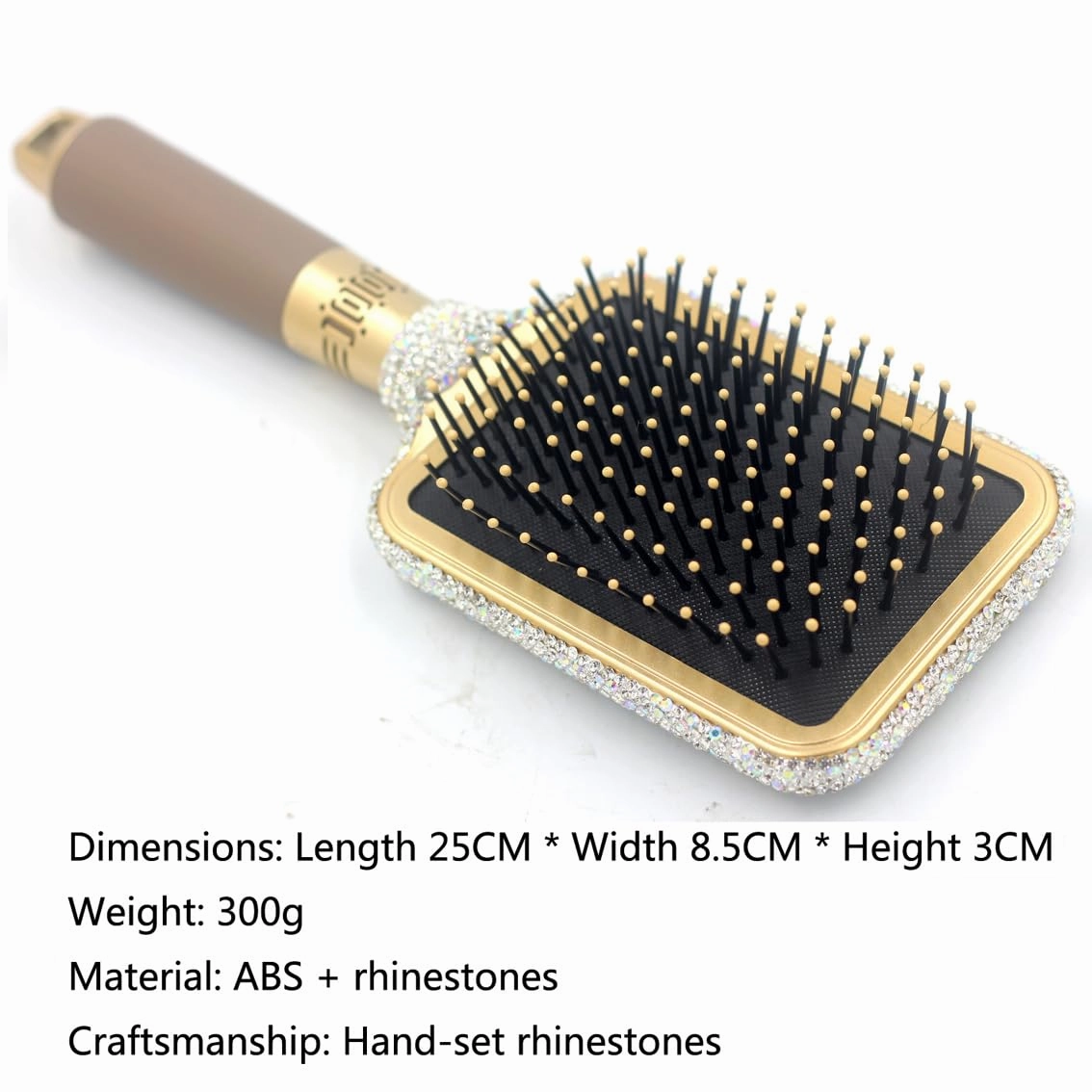 Hair Brush - Detangle Hair and Comb, Massage Cushion, Anti-static, Smooth and Sleek Hair, Luxury Rhinestone Design Suitable for Women (Square02 silver)