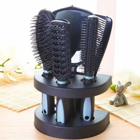 Hair Comb Set Professional Salon Cutting Brushes Sets Comb Hair Brush Styling Tools Mirror And Holder Stand Set 5Pcs