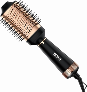Hair Dryer Brush, 4 in 1 Ionic Blow Dryer Brush with Oval Titanium Barrel, Hair Dryer and Styler Volumizer for Drying, Straightening, Curling and Voluming, Black