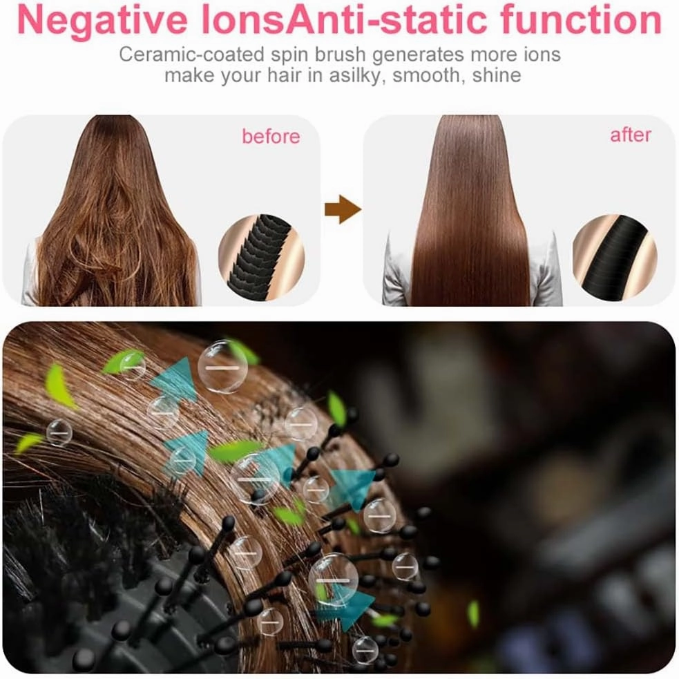 Hair Dryer Brush Blow Dryer in One Step, Upgraded 4 in 1 Hair Dryer and Styler Volumizer with Negative Ion Anti-frizz Ceramic Titanium Barrel Hot Air Brush Hair Straightener (Golden, Large)