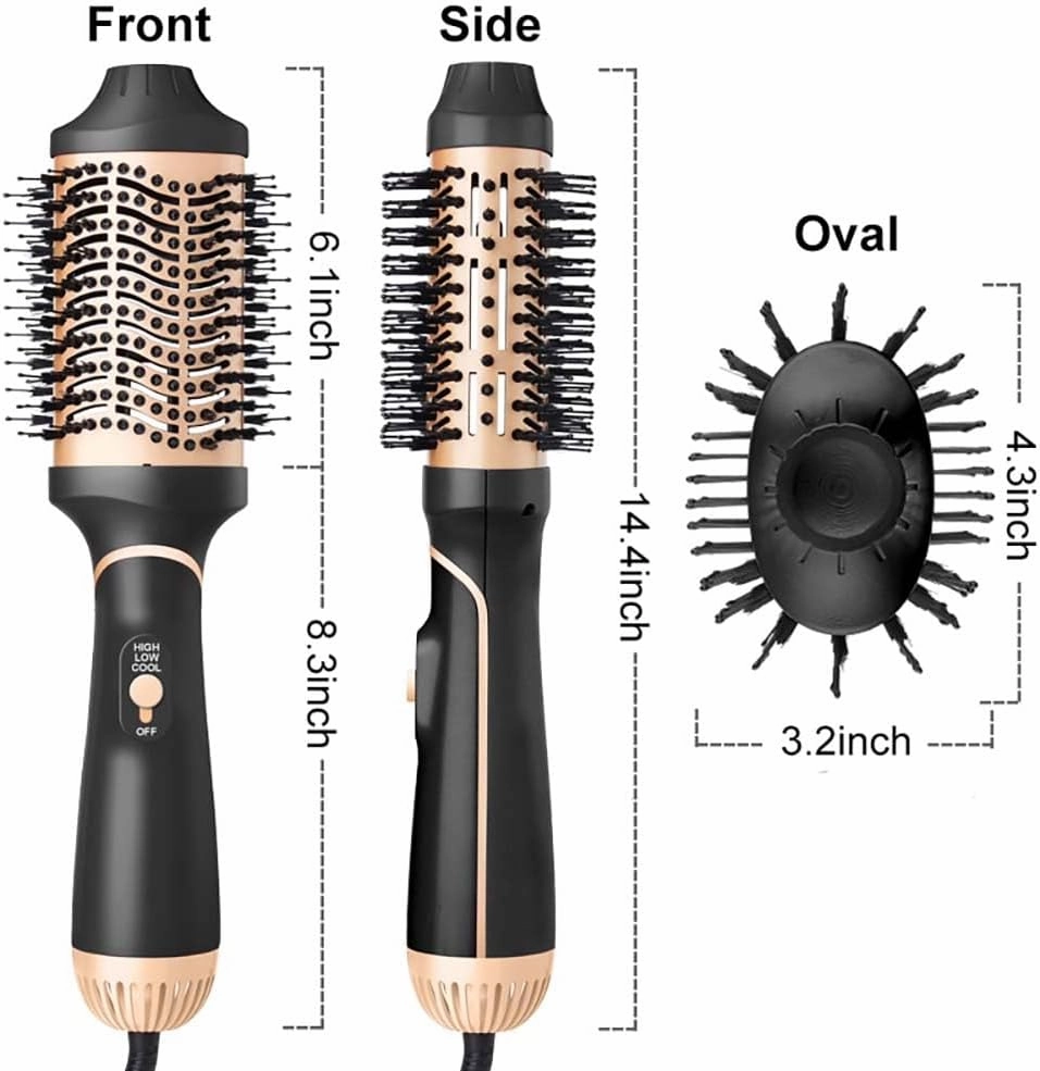 Hair Dryer Brush Blow Dryer in One Step, Upgraded 4 in 1 Hair Dryer and Styler Volumizer with Negative Ion Anti-frizz Ceramic Titanium Barrel Hot Air Brush Hair Straightener (Golden, Large)