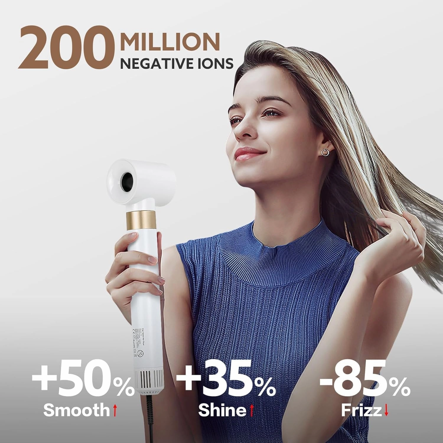 Hair Dryer Brush, webeauty 5 in 1 One Step Professional Hot Air Brush Set for Fast Drying, Curling Drying, Straightening Combing, Hair Styler [Ceramic Coating] [Negative Ion] 110000 RPM (White)