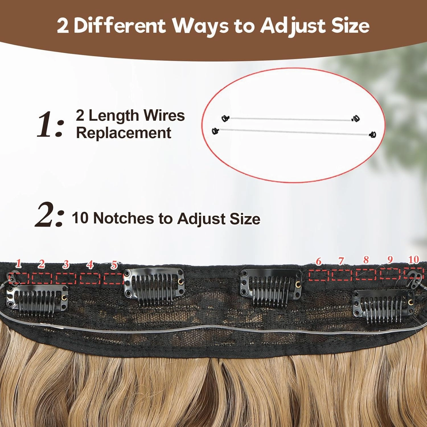 Halo Hair Extensions 16 Inch Invisible Wire Hair Extensions Adjustable Long Wavy Hairpiece Synthetic Upgrade 4 Secure Clips in Hairpieces 16 Inch,Medium Brown Mixed Golden Brown