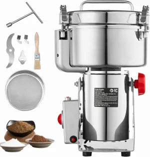 Happybuy 2500g Electric Grain Mill Grinder, High Speed 3400W Commercial Spice Grinders, Stainless Steel Pulverizer Powder Machine, for Dry Grains Spices Cereals Coffee Corn Pepper, Swing Type