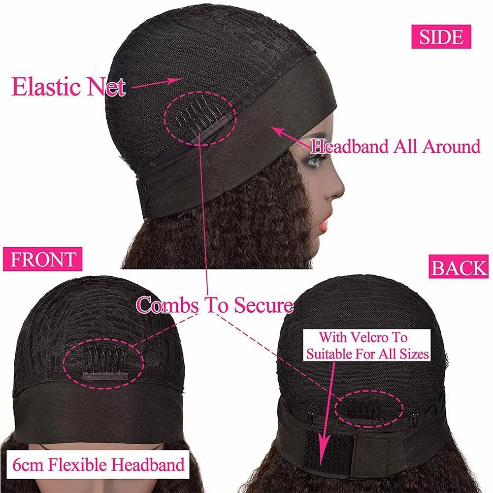Headband Wigs for Women Glueless Synthetic Wig Heat Resistant Fiber Chocolate Brown Color Long Headband Wig for Daily Use(4#)