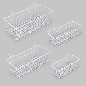 Heavy Duty Pegboard Baskets of 1/4 inch,1/4 inch Pegboard Accessories,Pegboard Basket Set (4pcs) (WHITE)