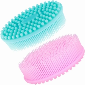 Hemoton Silicone Bathing Brush for Baby 2 Pack of Stretchy Quick Dry and Sanitary Shower Scrubbers Massage Nodes Suitable for Boys and Girls Adults