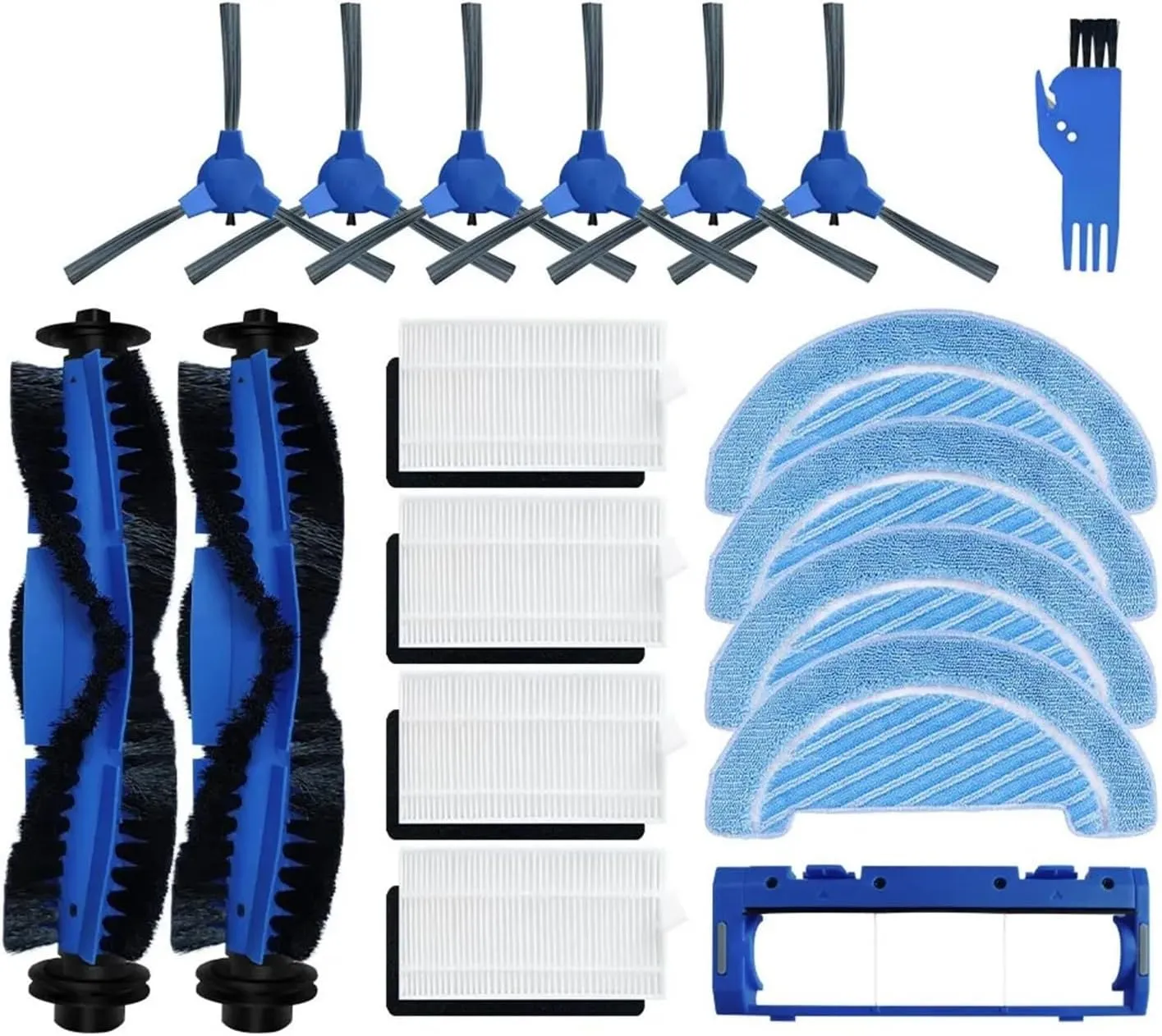 Hepa Filter Mop Rag Replacement，Compatible for Cecotec，Compatible for Conga，990 Vital 999 Vital Robot Vacuum Cleaner Spare Parts Main Side Brush(12 Side Brush)