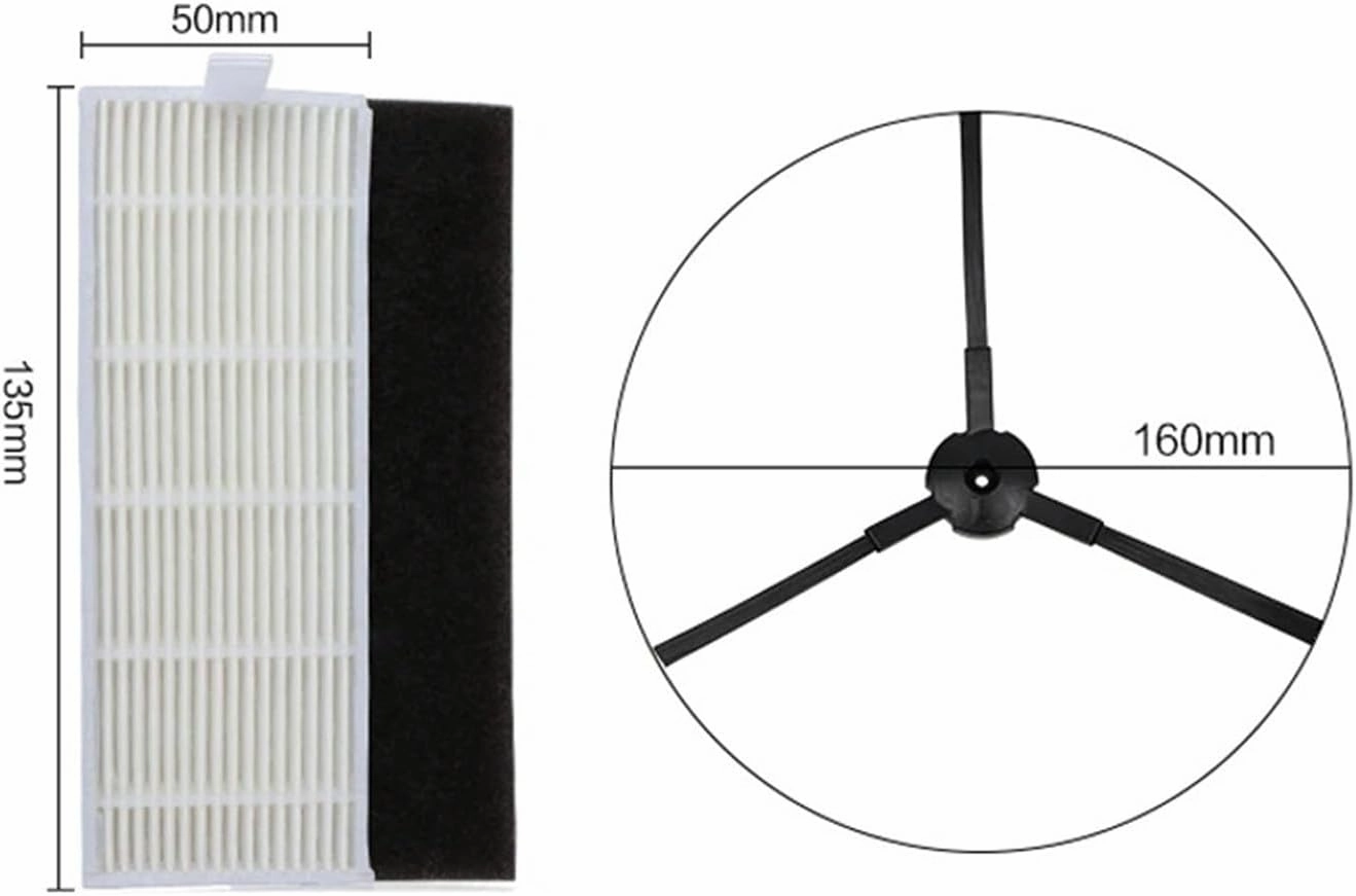 Hepa Filter Mop Cloth Parts Accessories，Compatible for ILife，A4 A4S A40 Polaris PVCR 0726 0826 0926 Robot Vacuum Cleaner Main Side Brush(Main brush2)