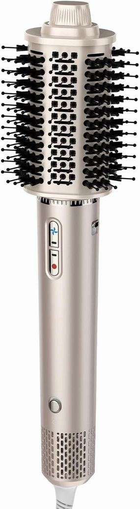 HEYFEEL High-Speed Hot Air Brush: Gold 2-in-1 Ionic Blow Dryer & Styler - 110,000 RPM Fast Drying - 3 Heat/Cool Settings for Frizz-Free Curly Hair - Salon Finish & Home & Travel Use