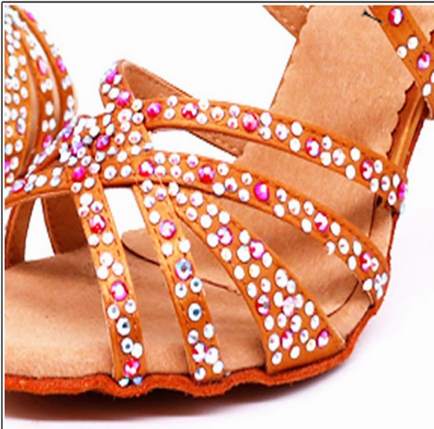 high Heels for Women High Heels Women's Ballroom Shoes, Latin Dance Shoes, Large and Small Rhinestones, Bright Bronze Leather, Black Satin(5 5) Womens Heels