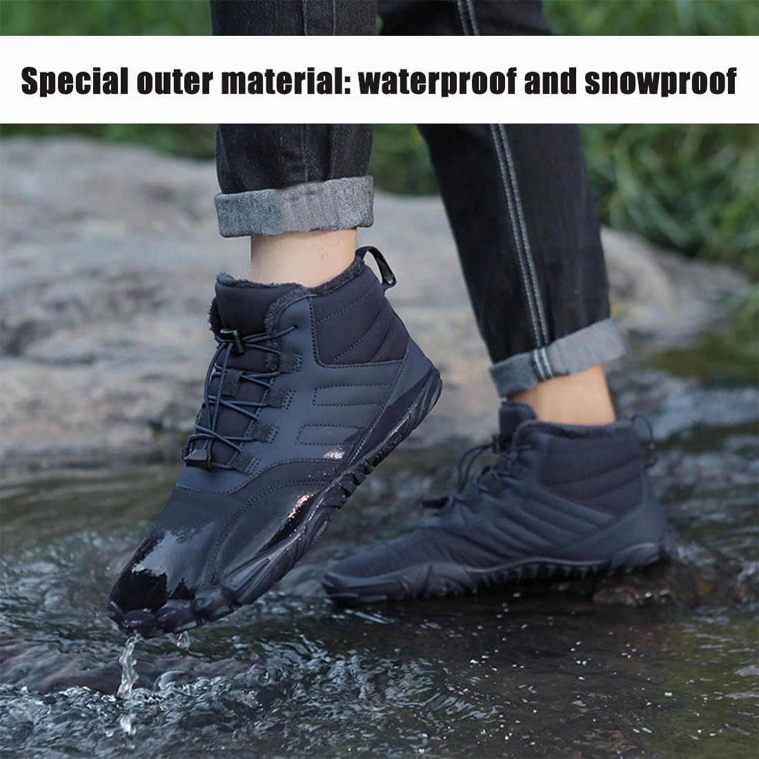 Hike Winter Footwear Barefoot Womens Mens, Waterproof Non-Slip Barefoot Winter Boots Wide Toe Box