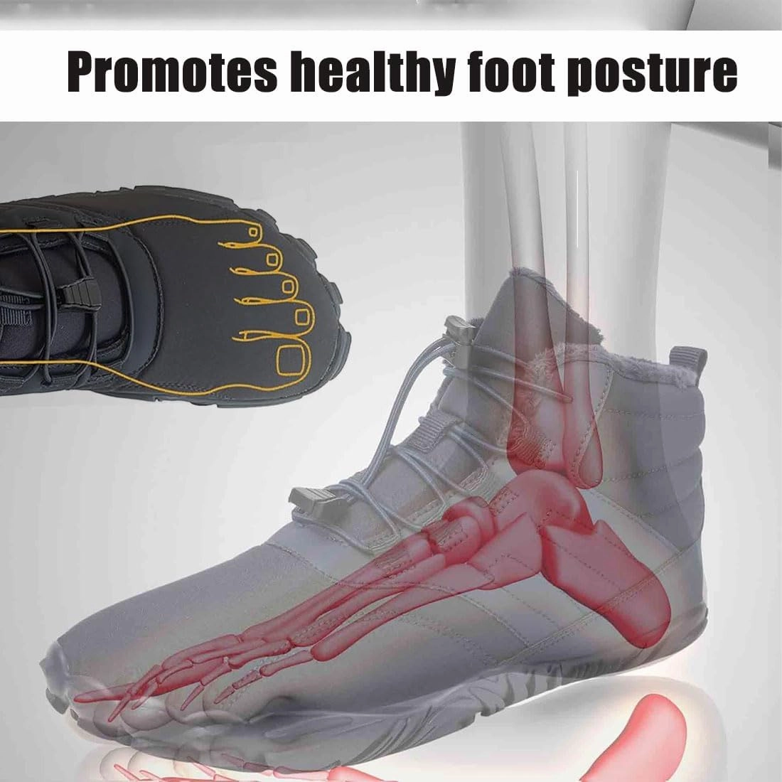 Hike Winter Footwear Barefoot Womens Mens, Waterproof Non-Slip Barefoot Winter Boots Wide Toe Box