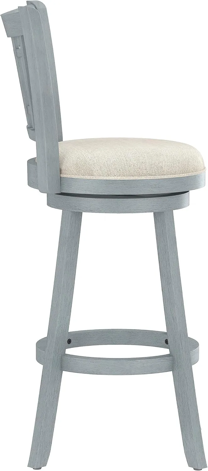 Hillsdale Fairfox 30.5" Wood Swivel Bar Height Stool, Blue Wire Brush