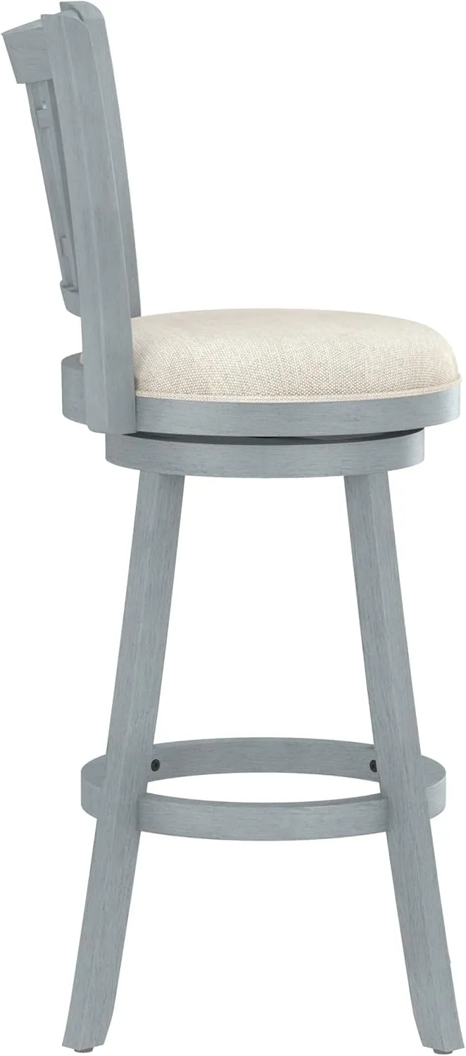 Hillsdale Fairfox 30.5" Wood Swivel Bar Height Stool, Blue Wire Brush