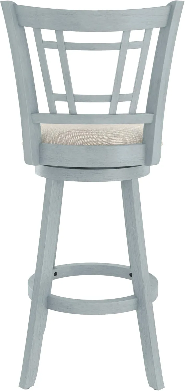 Hillsdale Fairfox 30.5" Wood Swivel Bar Height Stool, Blue Wire Brush