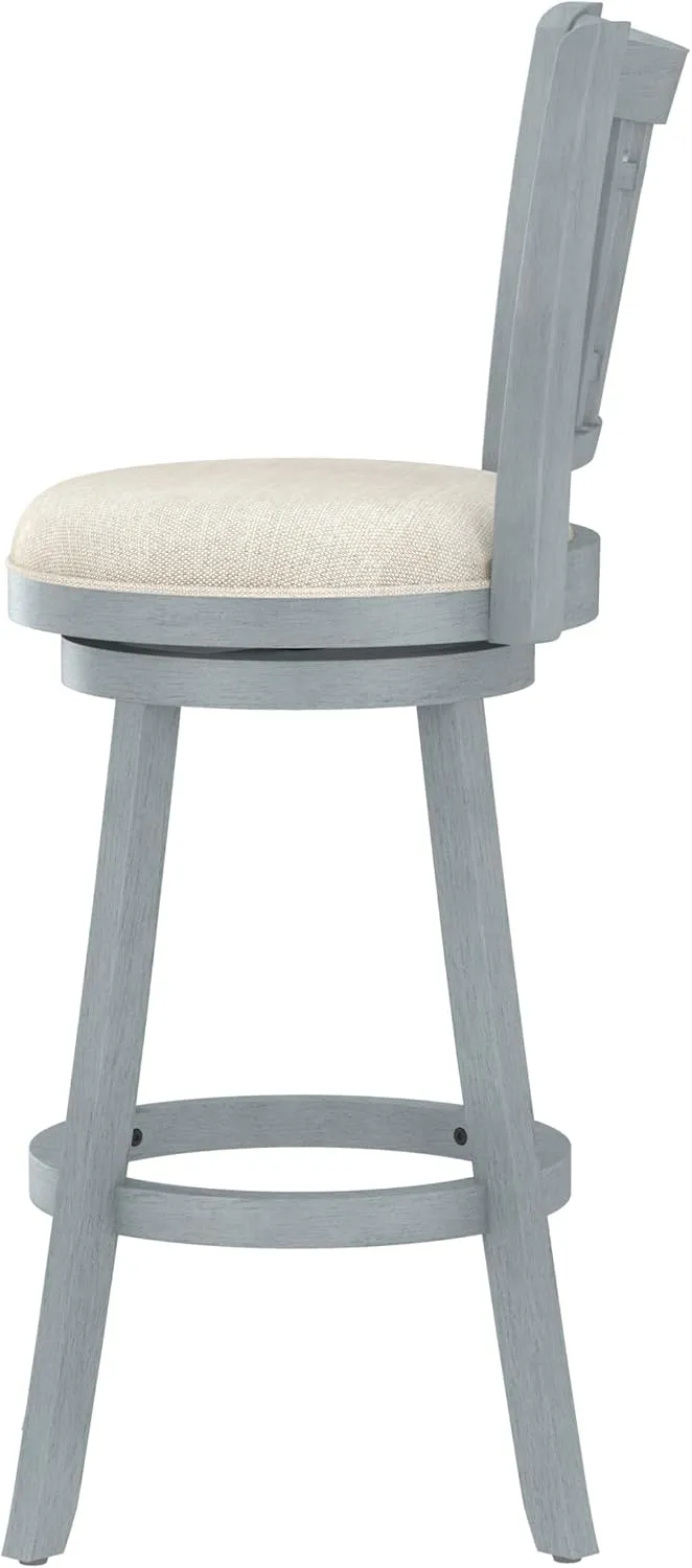 Hillsdale Fairfox 30.5" Wood Swivel Bar Height Stool, Blue Wire Brush