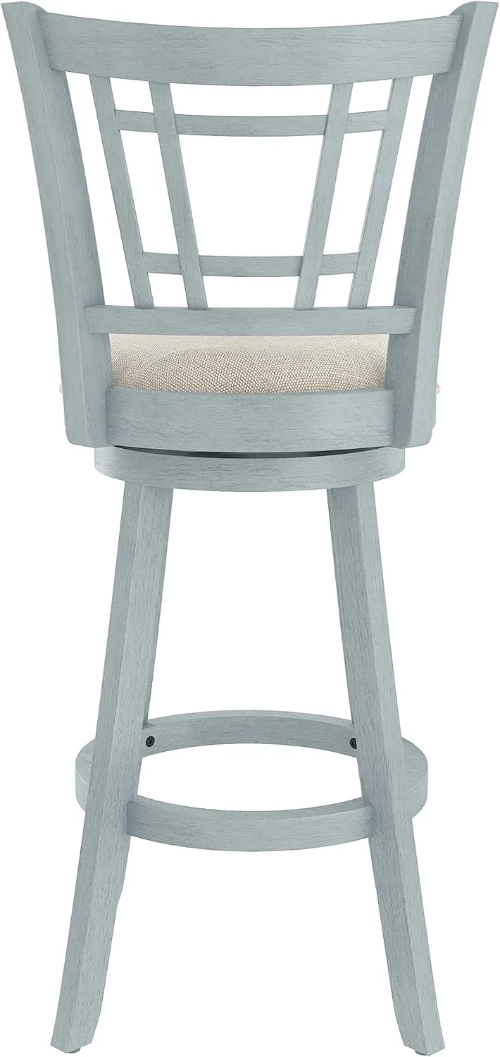Hillsdale Fairfox 30.5" Wood Swivel Bar Height Stool, Blue Wire Brush