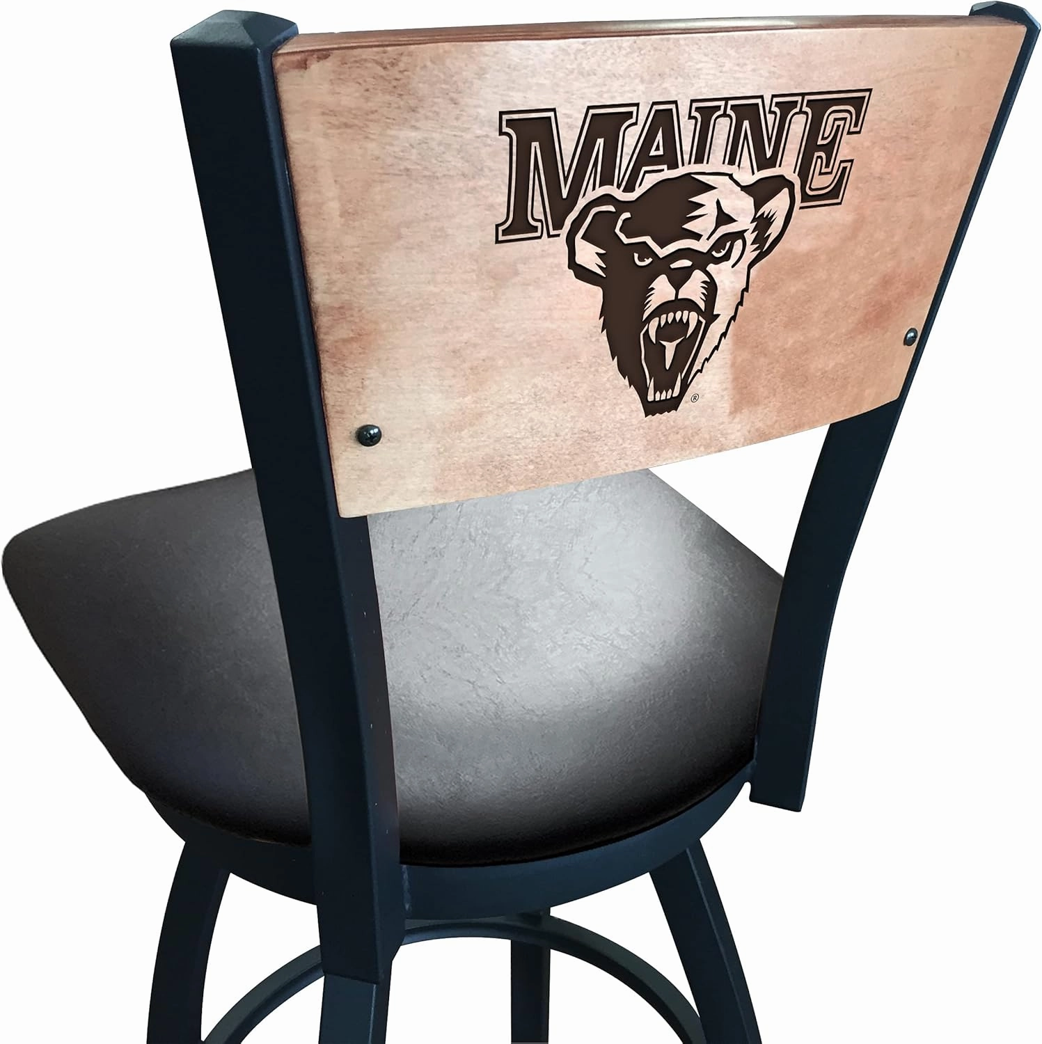 Holland Bar Stool Co. L038-25" Black Wrinkle Maine Swivel Bar Stool with Laser Engraved Back by The