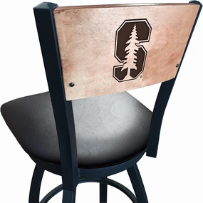 Holland Bar Stool Co. L038-25" Black Wrinkle Stanford Swivel Bar Stool with Laser Engraved Back by The