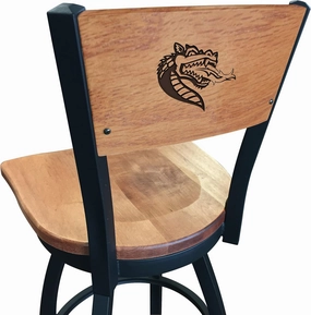 Holland Bar Stool Co. L038-25" Black Wrinkle UAB Swivel Bar Stool with Laser Engraved Back by The